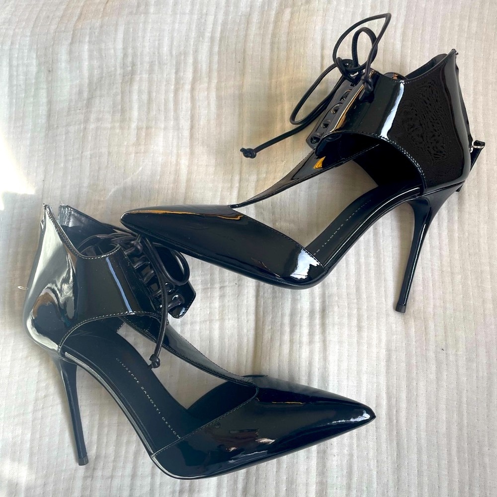 Giuseppe Zanotti Black Stiletto Heels with Ankle Strap